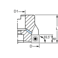 Shoulder milling cutter 89.5° 63x22x40mm, for 8 x SPMT 09T3